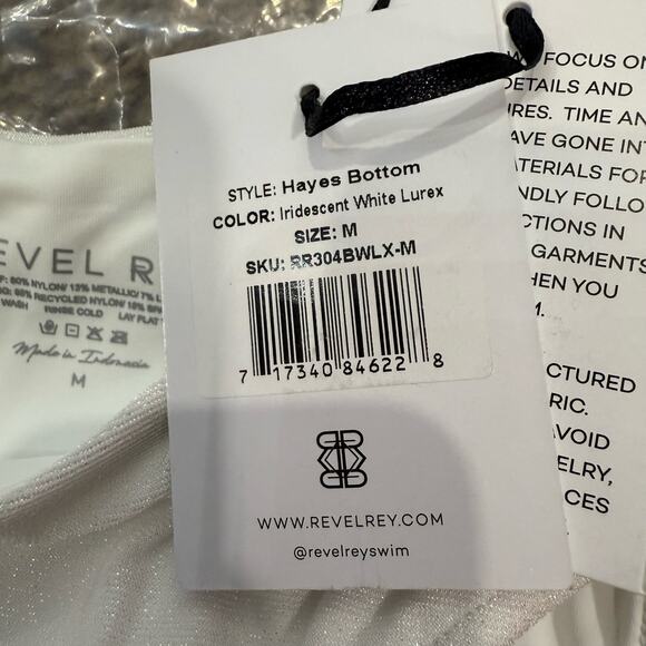Revel Rey Iridescent White Hayes Belted Bikini Bottom Sz M NWT - Picture 6 of 10